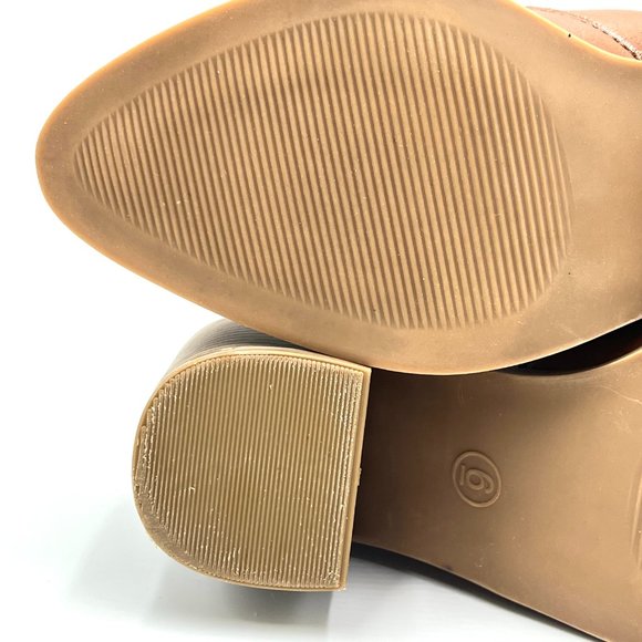 Universal Thread Womens Cognac Brown Faux Vegan Leather Block Heel Ankle Boots 6 - Picture 10 of 15